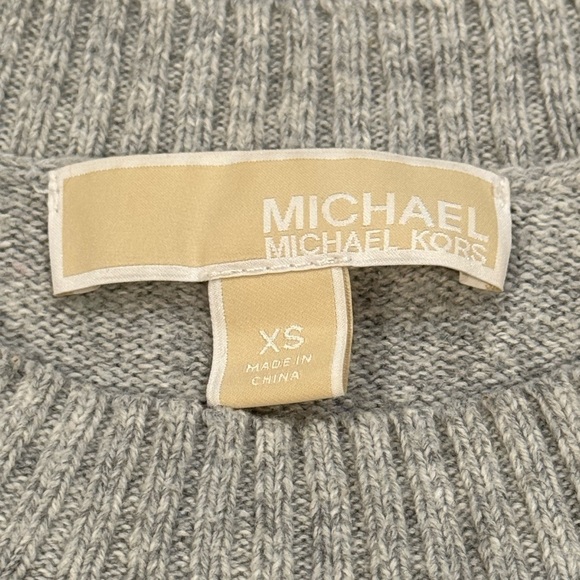 🍀2/$22 Michael Kors Wool Blend Gray Crewneck Sweater Womens XS - Picture 7 of 11